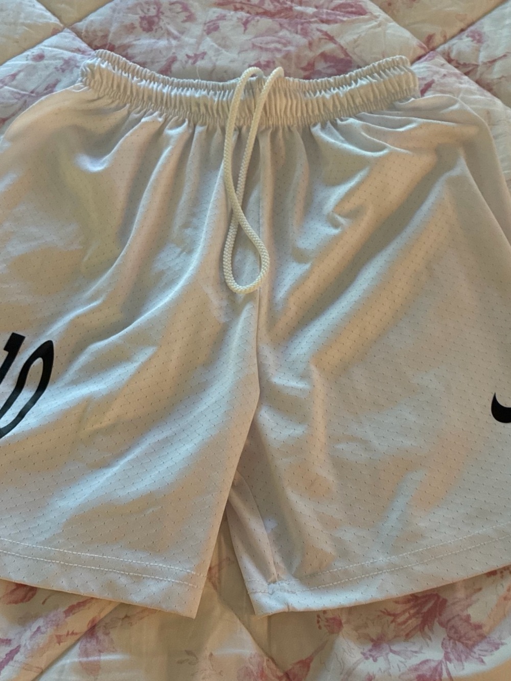 Nike White Kids Athletic Mesh Shorts with Black Accents